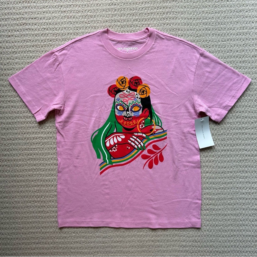 Dia Pacheco x Golden Hour Pink Graphic Tee 100% Cotton Loungewear Streetwear